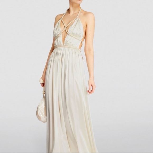 Cult Gaia Silk Salee open-back gown white US 10 - Picture 3 of 16